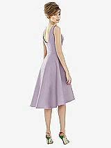 Alt View 2 Thumbnail - Lilac Haze Bateau Neck Satin High Low Cocktail Dress