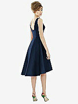 Alt View 2 Thumbnail - Midnight Navy Bateau Neck Satin High Low Cocktail Dress