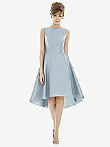 Alt View 1 Thumbnail - Mist Bateau Neck Satin High Low Cocktail Dress