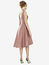 Alt View 2 Thumbnail - Neu Nude Bateau Neck Satin High Low Cocktail Dress