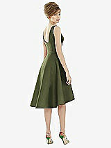 Alt View 2 Thumbnail - Olive Green Bateau Neck Satin High Low Cocktail Dress