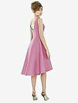 Alt View 2 Thumbnail - Powder Pink Bateau Neck Satin High Low Cocktail Dress