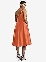 Rear View Thumbnail - Portofino Orange Bateau Neck Satin High Low Cocktail Dress