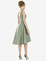 Alt View 2 Thumbnail - Sage Bateau Neck Satin High Low Cocktail Dress