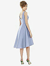 Alt View 2 Thumbnail - Sky Blue Bateau Neck Satin High Low Cocktail Dress