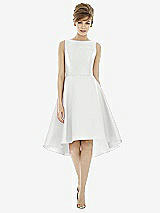 Alt View 1 Thumbnail - White Bateau Neck Satin High Low Cocktail Dress