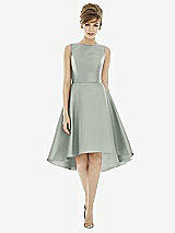 Alt View 1 Thumbnail - Willow Green Bateau Neck Satin High Low Cocktail Dress