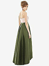 Alt View 2 Thumbnail - Olive Green & Blush Strapless Satin High Low Dress with Pockets