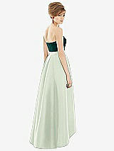 Alt View 2 Thumbnail - Mint Green & Evergreen Strapless Satin High Low Dress with Pockets