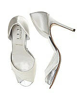 Front View Thumbnail - Ivory Curvey Satin and Silver Bridal Pump