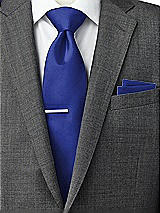 Side View Thumbnail - Cobalt Blue Classic Yarn-Dyed Pocket Squares by After Six