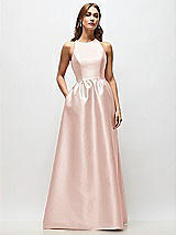 Front View Thumbnail - Blush Sleeveless Keyhole Back Satin Maxi Dress