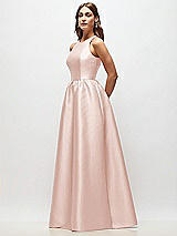 Side View Thumbnail - Blush Sleeveless Keyhole Back Satin Maxi Dress