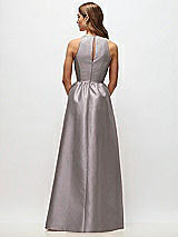 Rear View Thumbnail - Cashmere Gray Sleeveless Keyhole Back Satin Maxi Dress