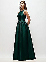 Side View Thumbnail - Evergreen Sleeveless Keyhole Back Satin Maxi Dress