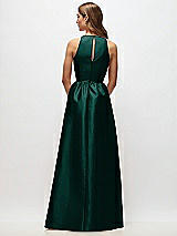 Rear View Thumbnail - Evergreen Sleeveless Keyhole Back Satin Maxi Dress