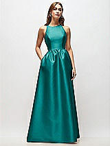 Front View Thumbnail - Jade Sleeveless Keyhole Back Satin Maxi Dress