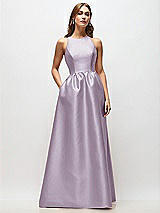Front View Thumbnail - Lilac Haze Sleeveless Keyhole Back Satin Maxi Dress