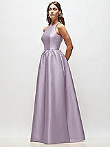 Side View Thumbnail - Lilac Haze Sleeveless Keyhole Back Satin Maxi Dress
