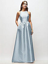 Front View Thumbnail - Mist Sleeveless Keyhole Back Satin Maxi Dress