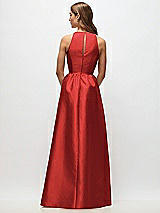 Rear View Thumbnail - Poppy Red Sleeveless Keyhole Back Satin Maxi Dress