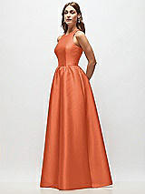 Side View Thumbnail - Portofino Orange Sleeveless Keyhole Back Satin Maxi Dress