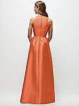 Rear View Thumbnail - Portofino Orange Sleeveless Keyhole Back Satin Maxi Dress