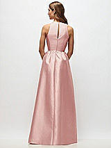 Rear View Thumbnail - Rose Sleeveless Keyhole Back Satin Maxi Dress