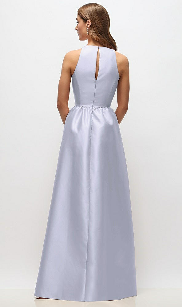 Back View - Silver Dove Sleeveless Keyhole Back Satin Maxi Dress