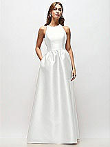 Front View Thumbnail - White Sleeveless Keyhole Back Satin Maxi Dress