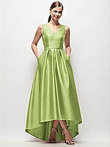 Front View Thumbnail - Mojito Sleeveless Pleated Skirt High Low Dress with Pockets