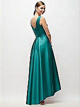 Rear View Thumbnail - Jade Sleeveless Pleated Skirt High Low Dress with Pockets