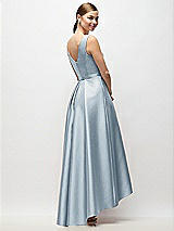 Rear View Thumbnail - Mist Sleeveless Pleated Skirt High Low Dress with Pockets