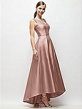 Side View Thumbnail - Neu Nude Sleeveless Pleated Skirt High Low Dress with Pockets