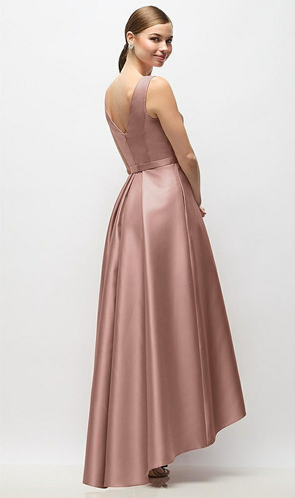 Back View - Neu Nude Sleeveless Pleated Skirt High Low Dress with Pockets
