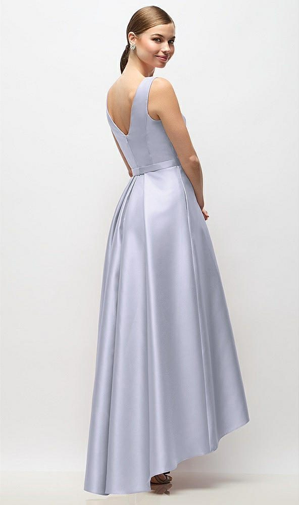 Back View - Silver Dove Sleeveless Pleated Skirt High Low Dress with Pockets