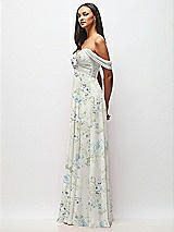 Side View Thumbnail - Bleu Garden Off-the-Shoulder Draped Chiffon Maxi Dress