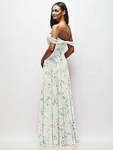 Rear View Thumbnail - Bleu Garden Off-the-Shoulder Draped Chiffon Maxi Dress