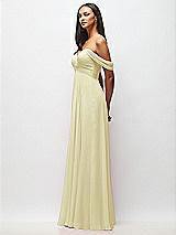 Side View Thumbnail - Butter Yellow Off-the-Shoulder Draped Chiffon Maxi Dress