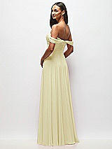 Rear View Thumbnail - Butter Yellow Off-the-Shoulder Draped Chiffon Maxi Dress