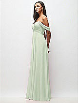 Side View Thumbnail - Mint Green Off-the-Shoulder Draped Chiffon Maxi Dress