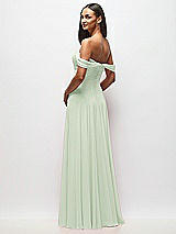 Rear View Thumbnail - Mint Green Off-the-Shoulder Draped Chiffon Maxi Dress