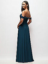 Rear View Thumbnail - Atlantic Blue Off-the-Shoulder Draped Chiffon Maxi Dress