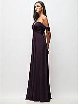 Side View Thumbnail - Aubergine Off-the-Shoulder Draped Chiffon Maxi Dress