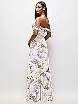 Rear View Thumbnail - Butterfly Botanica Ivory Off-the-Shoulder Draped Chiffon Maxi Dress