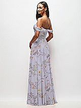 Rear View Thumbnail - Butterfly Botanica Silver Dove Off-the-Shoulder Draped Chiffon Maxi Dress