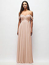 Front View Thumbnail - Cameo Off-the-Shoulder Draped Chiffon Maxi Dress