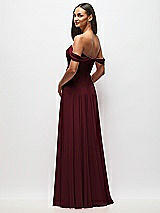 Rear View Thumbnail - Cabernet Off-the-Shoulder Draped Chiffon Maxi Dress