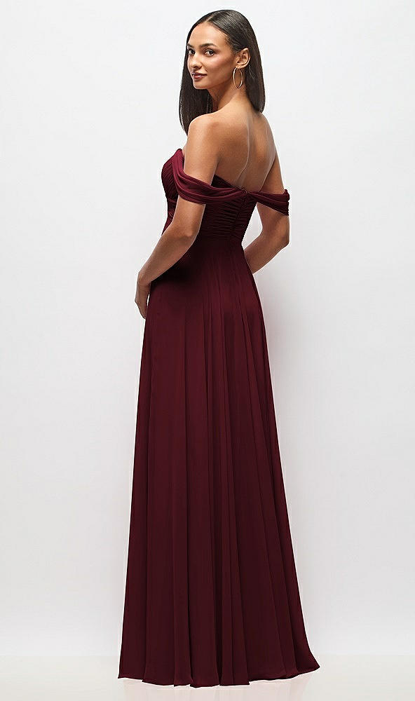 Back View - Cabernet Off-the-Shoulder Draped Chiffon Maxi Dress