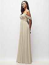Side View Thumbnail - Champagne Off-the-Shoulder Draped Chiffon Maxi Dress